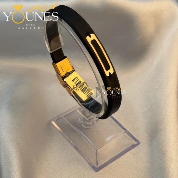 دستبند طلا چرم مردانه مدرن L139